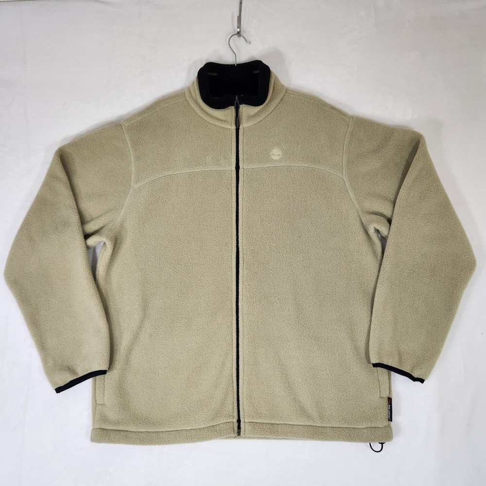 Timberland Polartec Fleece Jacket Mens XL Tan Beige Full Zip Outdoor Hiking
